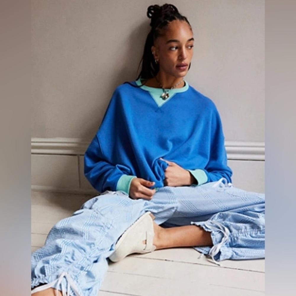 Free People Blue Crew Neck Sweater - Picture 3 of 12